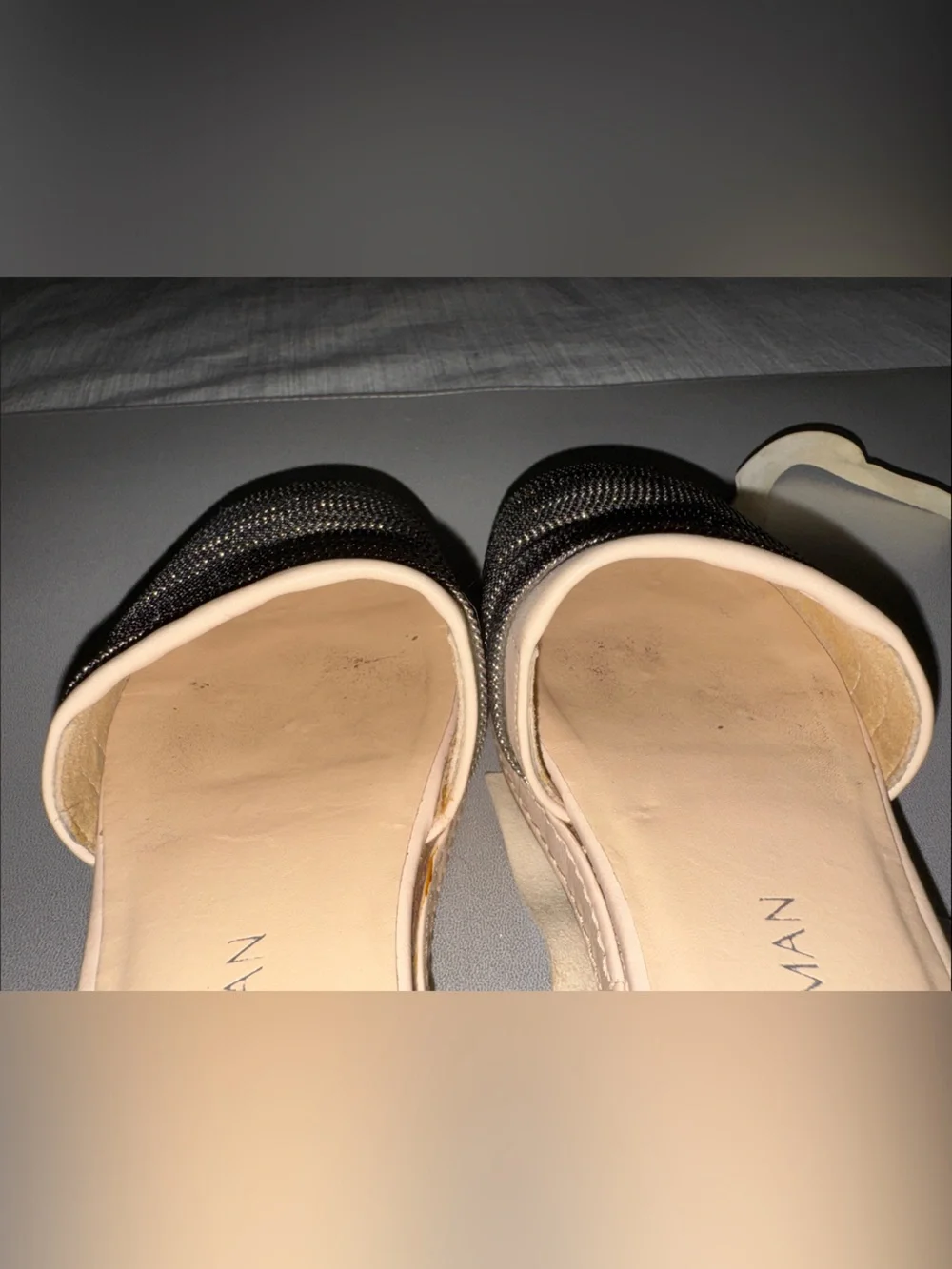Stuart Weitzman Leather Roman Mail Armor Silver Chain Ballerina Lace Up Flats